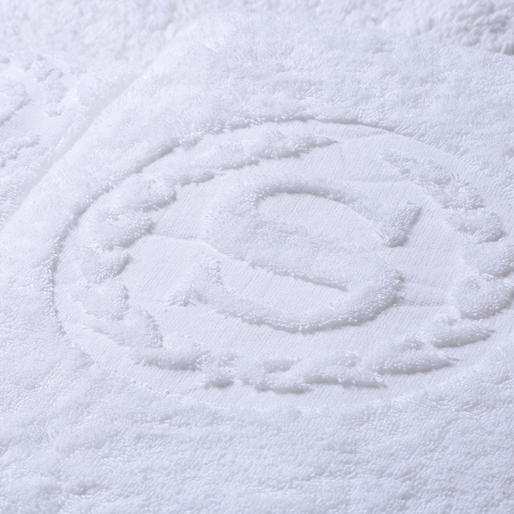 Suministro de hotel de alta calidad de algodón blanco antideslizante suave alfombrilla de baño Jacquard 12