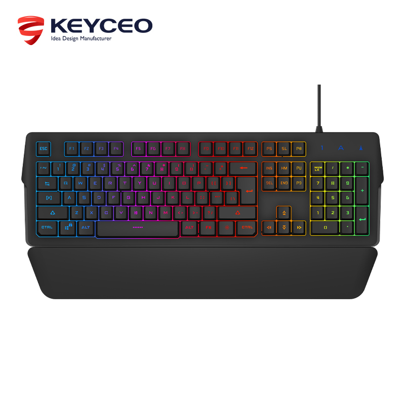 KY-K9250 Professional Supplier Ergonomic Non-Slip Tripod Keyboard Colorful Cool Backlit Gaming Keyboard with hand rest 10