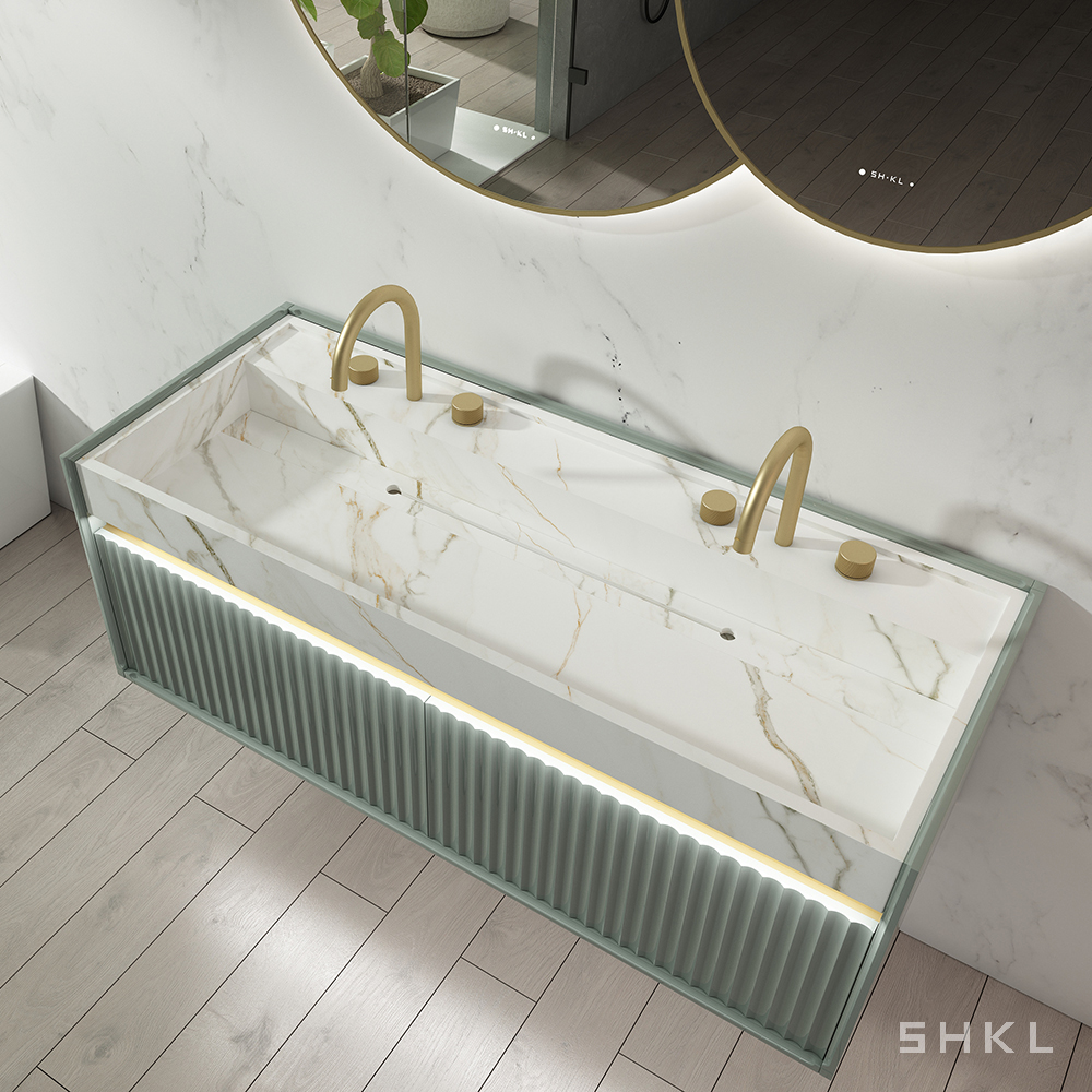 Tocador de baño verde claro de 52 pulgadas SHKL BV787 9