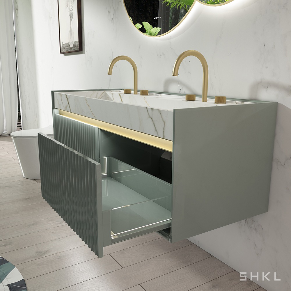 Tocador de baño verde claro de 52 pulgadas SHKL BV787 10