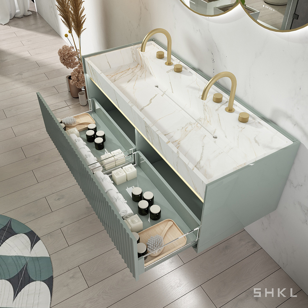 Tocador de baño verde claro de 52 pulgadas SHKL BV787 12