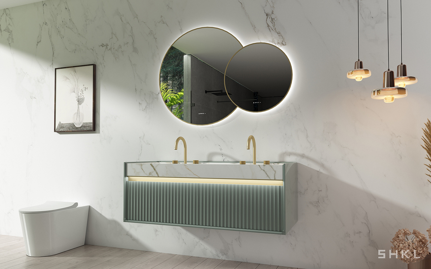 Tocador de baño verde claro de 52 pulgadas SHKL BV787 4