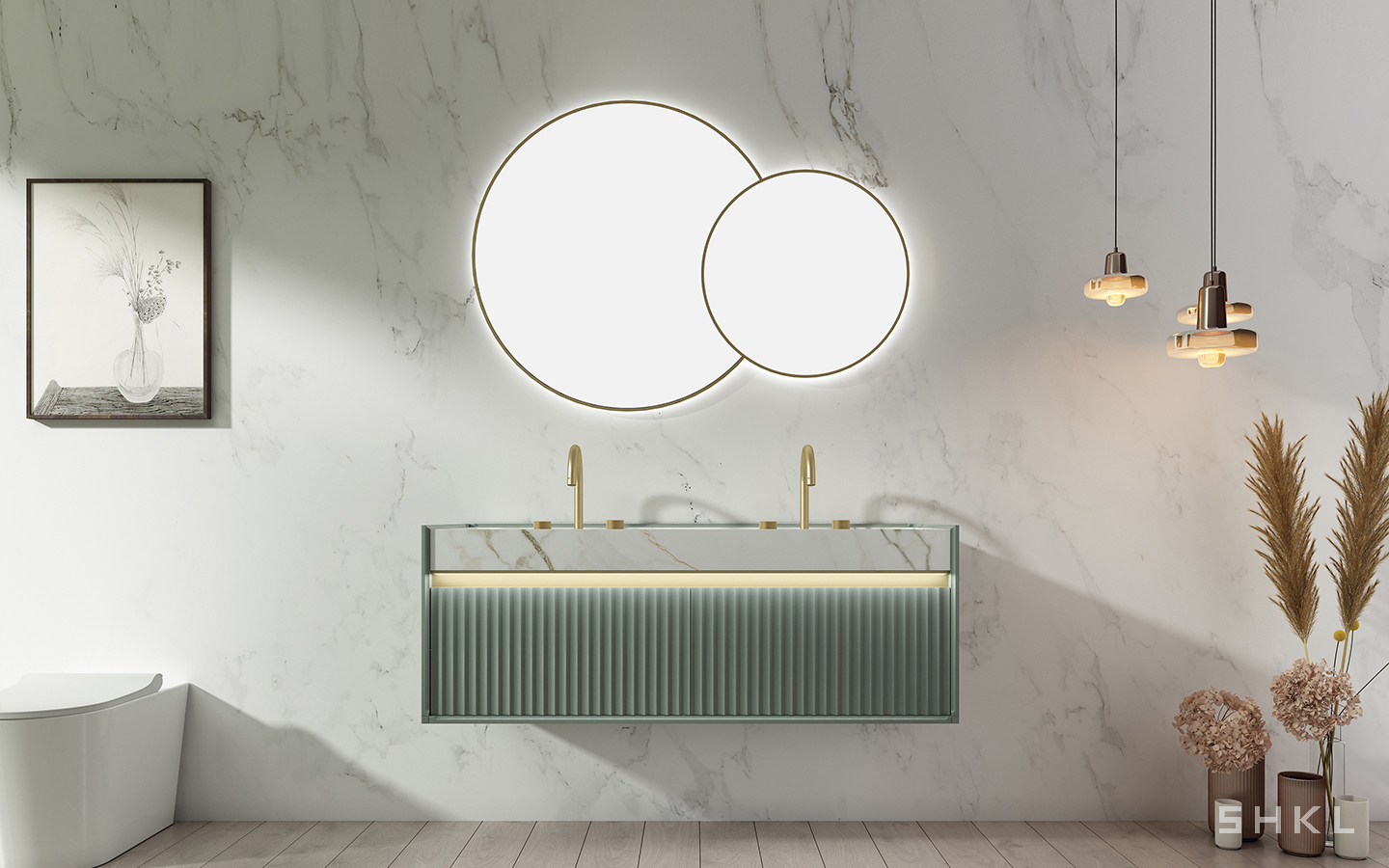 Tocador de baño verde claro de 52 pulgadas SHKL BV787 6