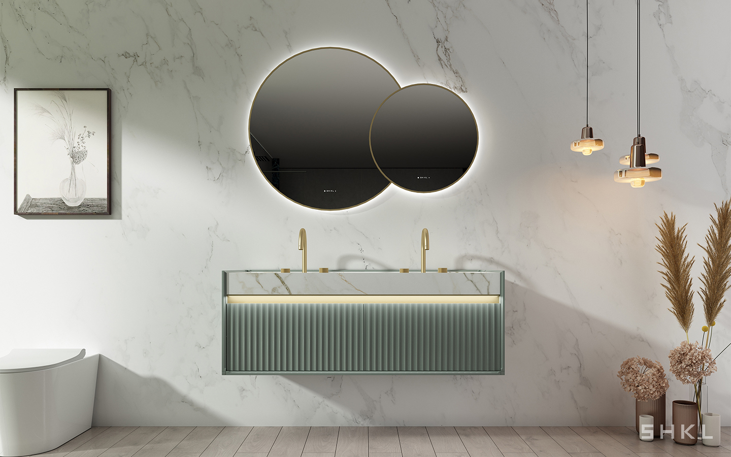 Tocador de baño verde claro de 52 pulgadas SHKL BV787 5