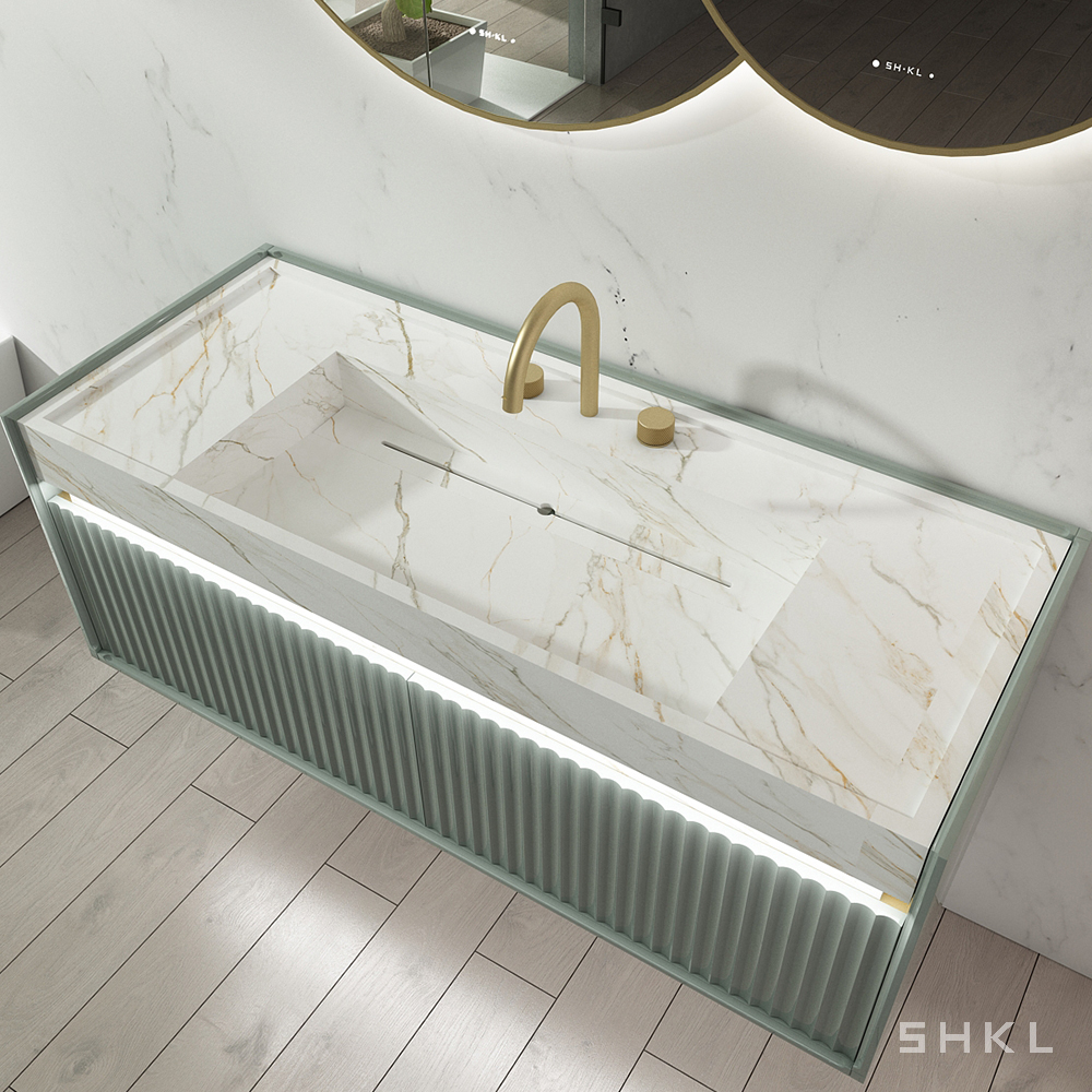Tocador de baño verde claro de 52 pulgadas SHKL BV787 8