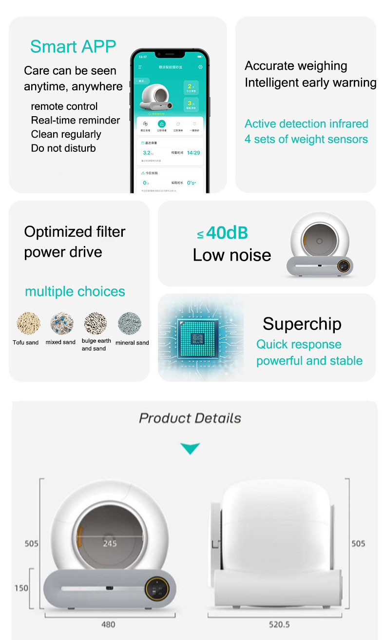 スマート猫トイレ洗面器自動猫トイレ自動洗浄サンドボックストイレ複数の猫用 16