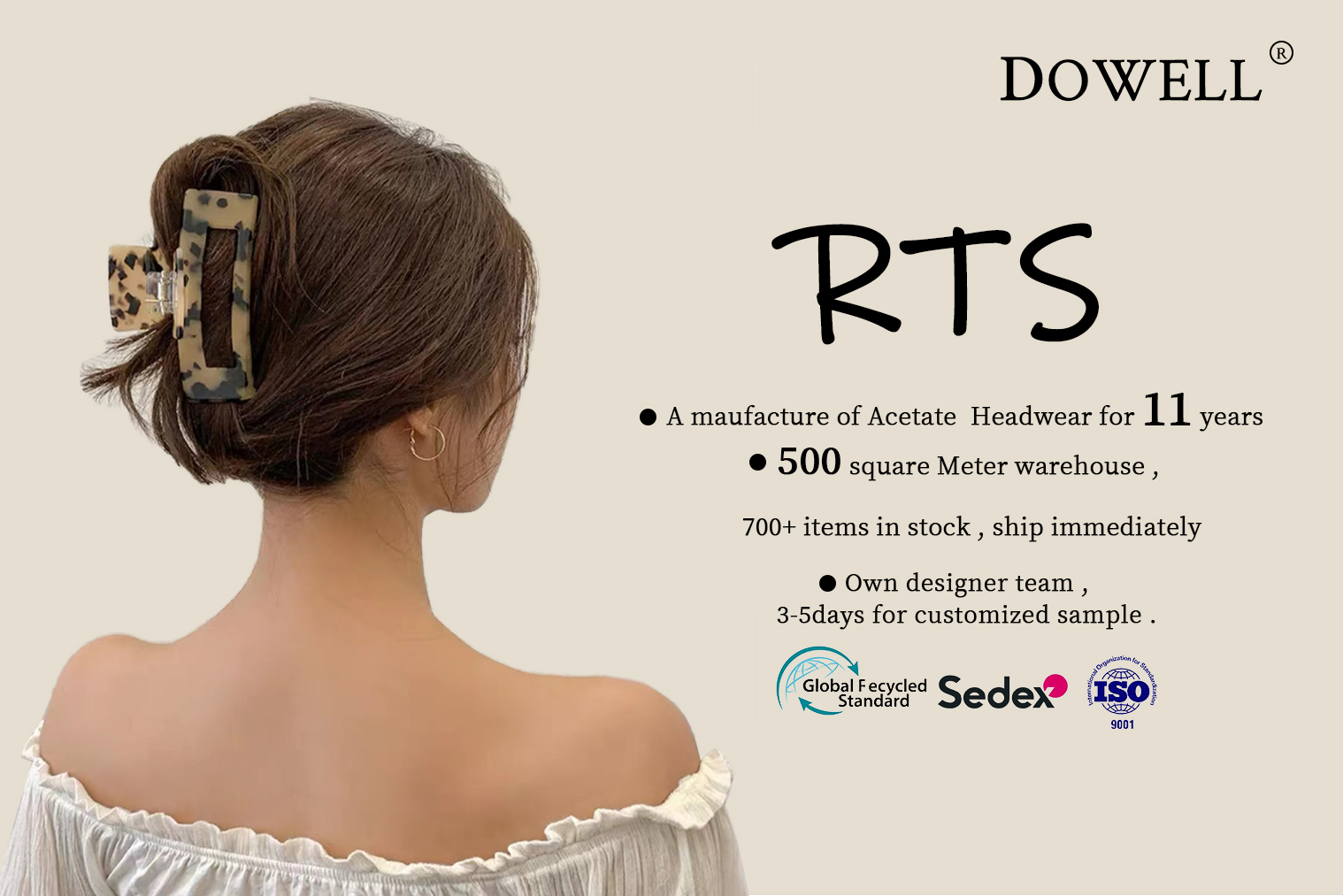 Dowell Wholesale Simple Temperament Hair Accessories Acetate Hair Sticks For Women 7