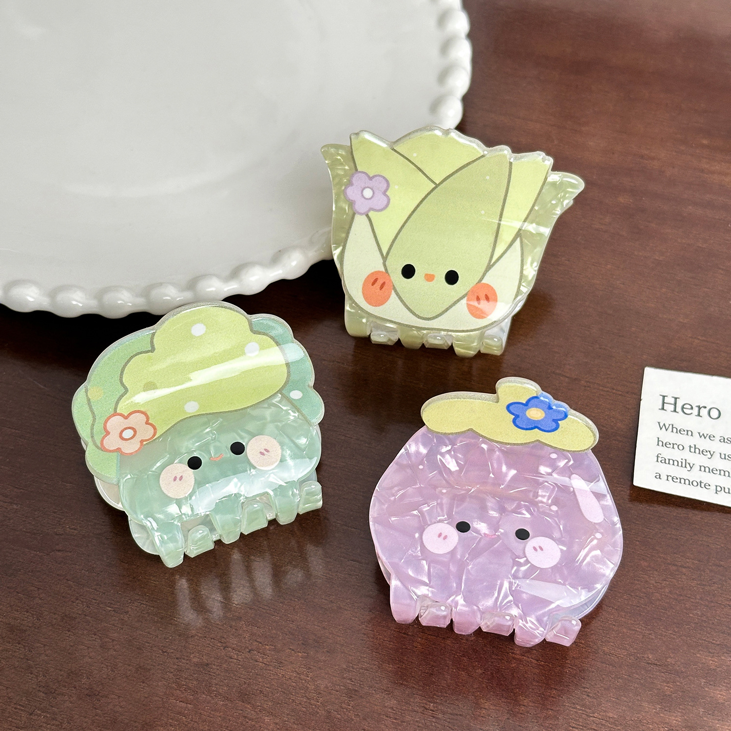 Dowell Elegant Korean Style Hair Claw Clip Cute Fruit Acrylic Daily Use Decoration For Girls Party Wear 18