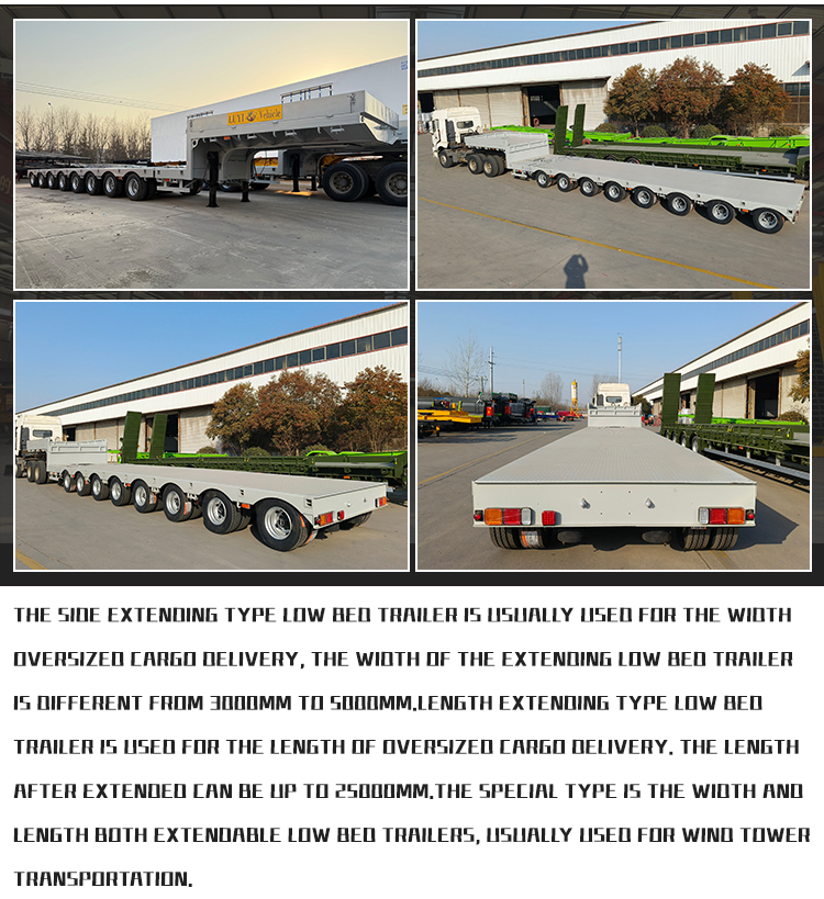 8 محور 100 طن مقطورة نصف قابلة للتمديد الهيدروليكية 10