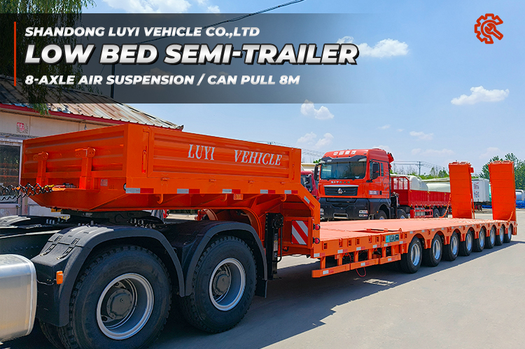 Remolques de cama baja con cuello de cisne extensible hidráulico de 8 ejes 8