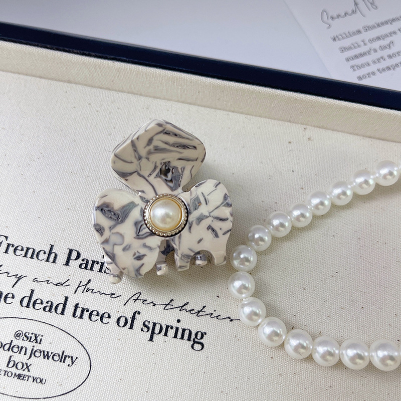 Dowell français Vintage perle élégante fleur dame requin acétate pinces à cheveux personnalisées 17