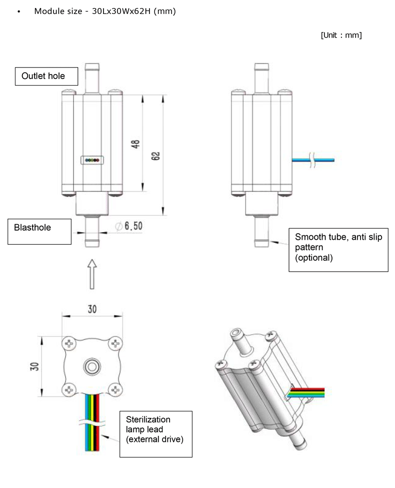 TH –UVC-PA04 270-280nm Lntelligent Water Sterilization Module Used for Intelligent Toilet  Humidifier  Pet Water Dispenser  Refrigerator  Water Purifier 9