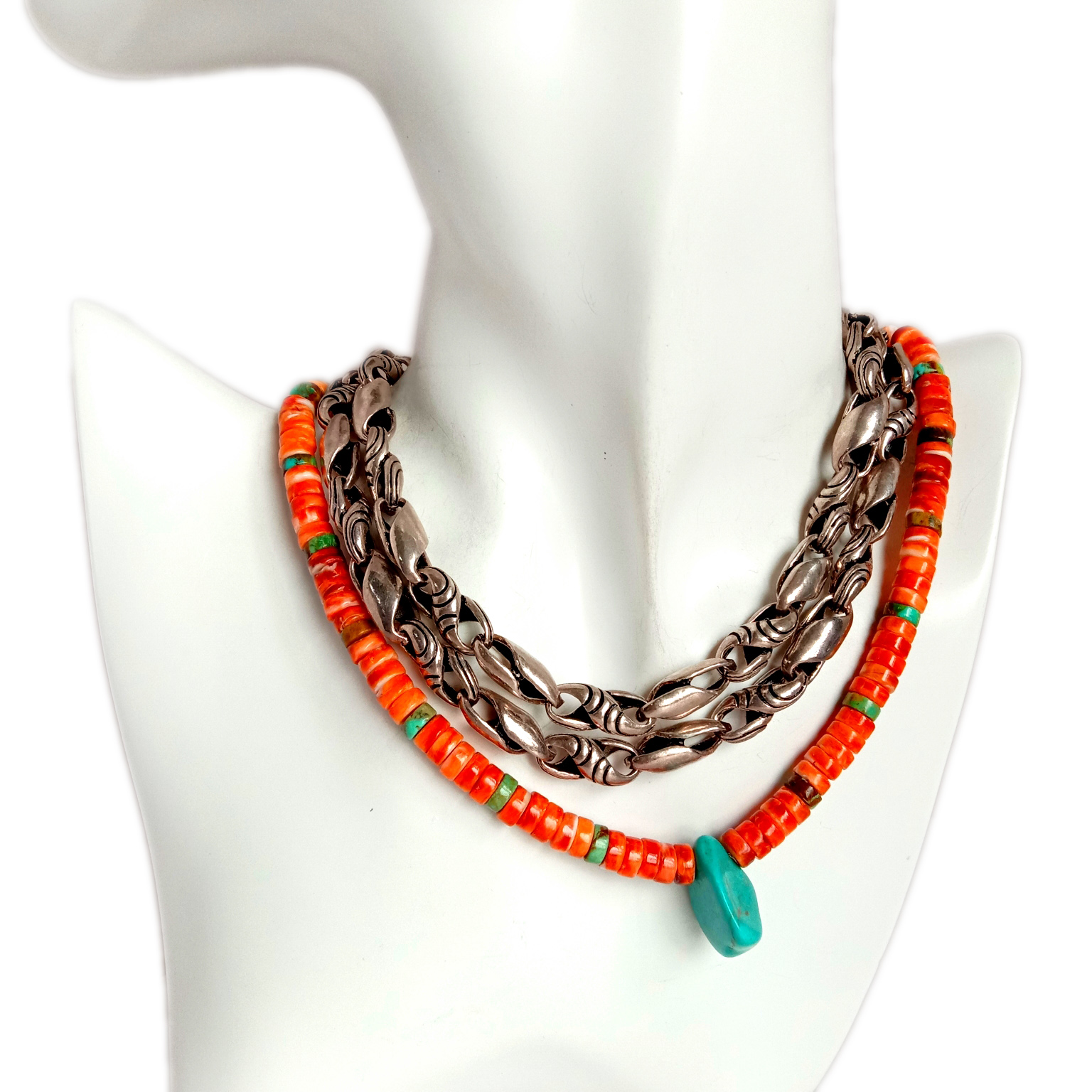 נאַטירלעך רויט ספּייני ויסטער און טערקווויז פּענדאַנט געמסטאָנע האַלדזבאַנד 9