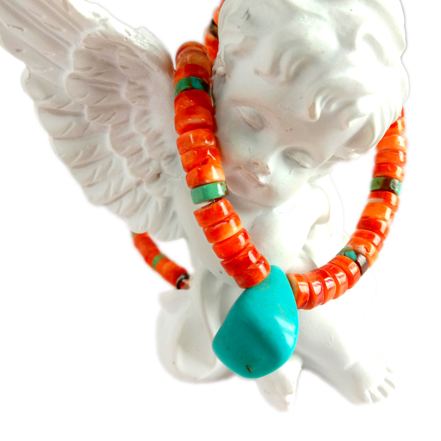 נאַטירלעך רויט ספּייני ויסטער און טערקווויז פּענדאַנט געמסטאָנע האַלדזבאַנד 12