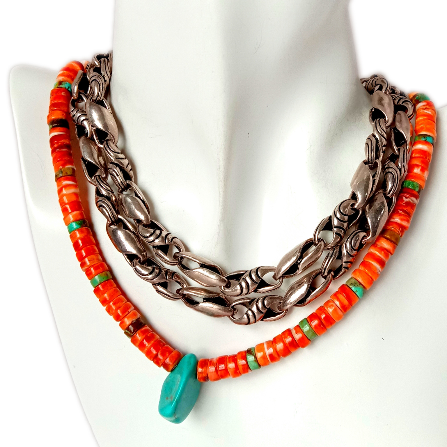 נאַטירלעך רויט ספּייני ויסטער און טערקווויז פּענדאַנט געמסטאָנע האַלדזבאַנד 10