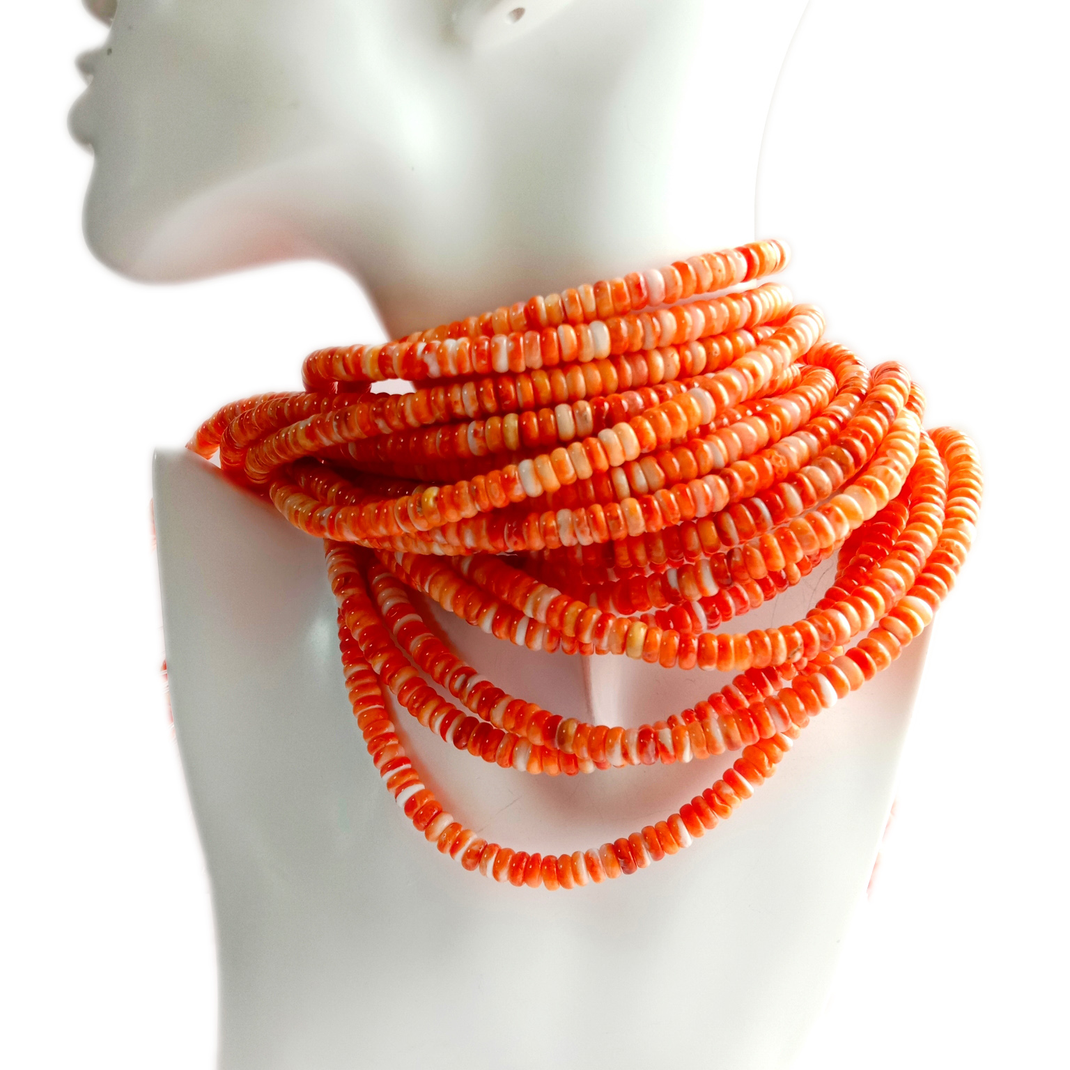 6 毫米牡蠣殼天然寶石珠珠寶橙色 Rondelle 珠 9