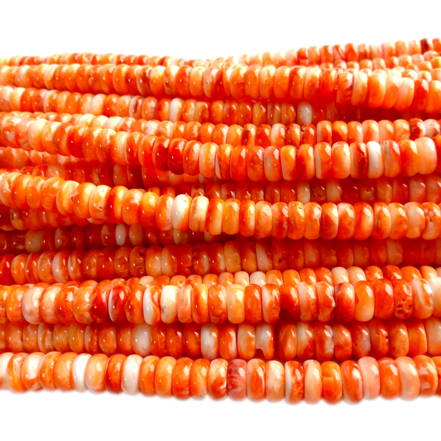 6 毫米牡蠣殼天然寶石珠珠寶橙色 Rondelle 珠 12