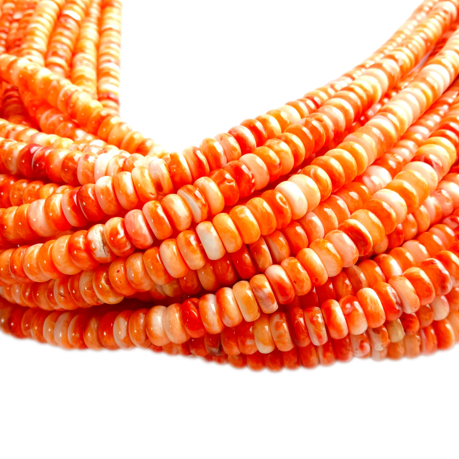 6 毫米牡蠣殼天然寶石珠珠寶橙色 Rondelle 珠 11