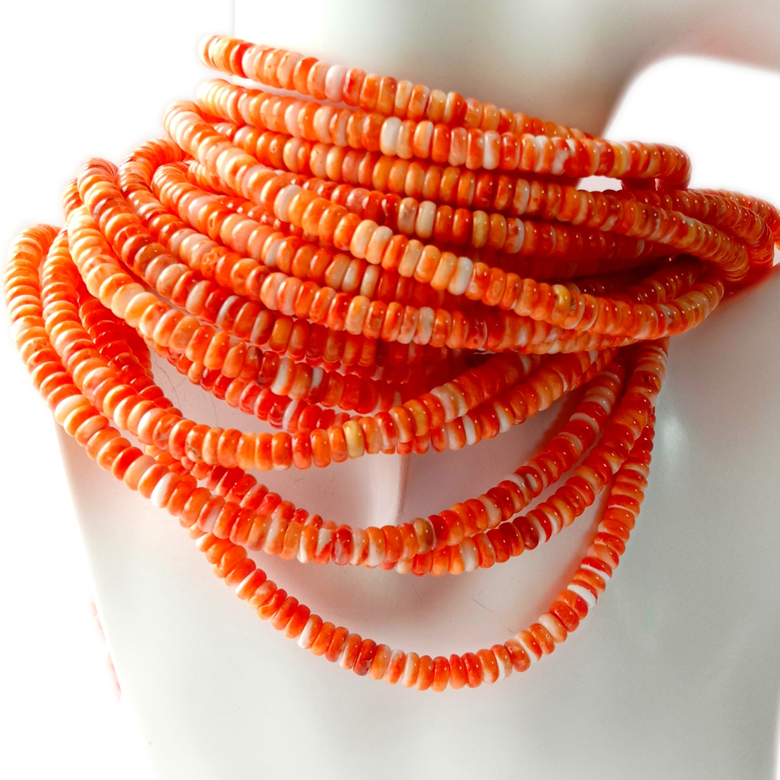 6 毫米牡蠣殼天然寶石珠珠寶橙色 Rondelle 珠 8