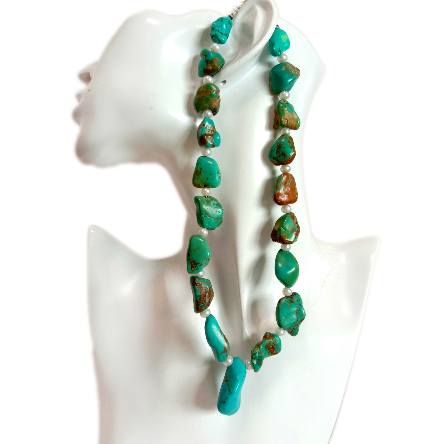 Natural turquoise and pearl wedding necklace 11