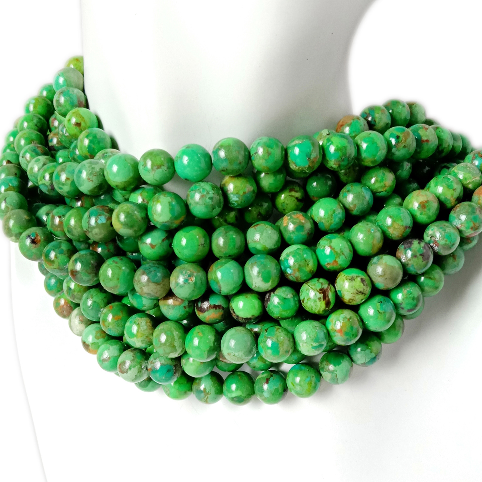 Kulaté drobné tyrkysové korálky z drahých kamenů zelené tyrkysové volné korálky 16 palců pramen 8