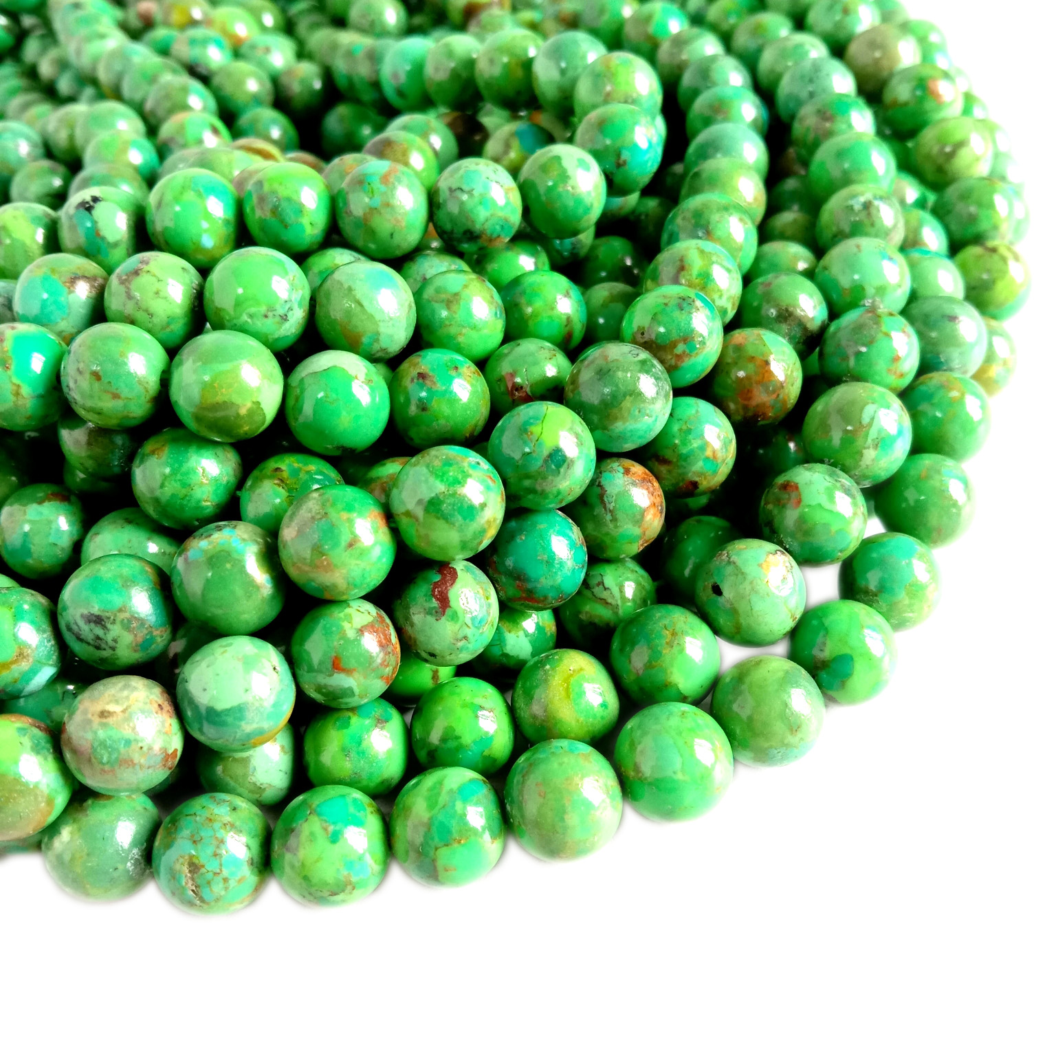Kulaté drobné tyrkysové korálky z drahých kamenů zelené tyrkysové volné korálky 16 palců pramen 10