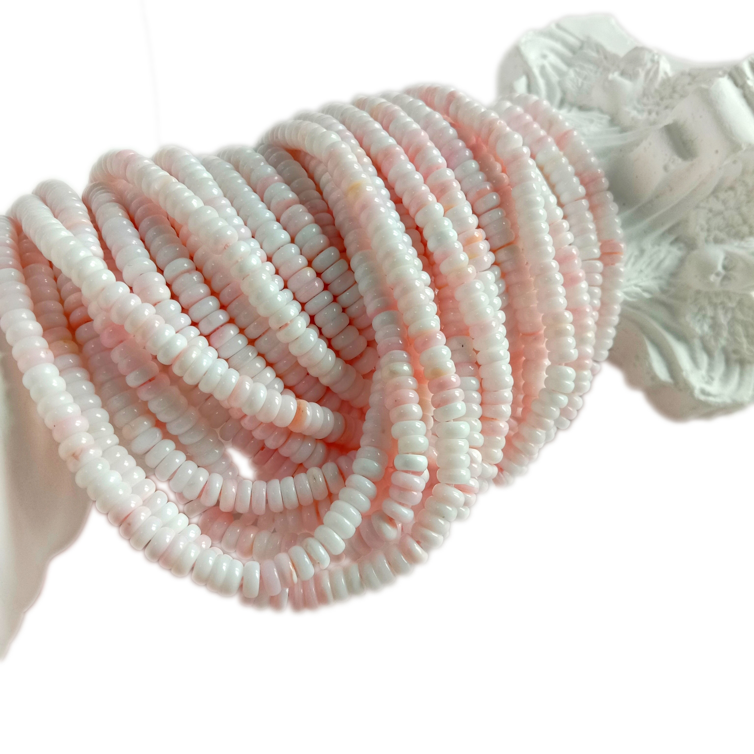 Tabiiy pushti dengiz qobig'ining o'lchami 4 mm qimmatbaho tosh boncuklar 11