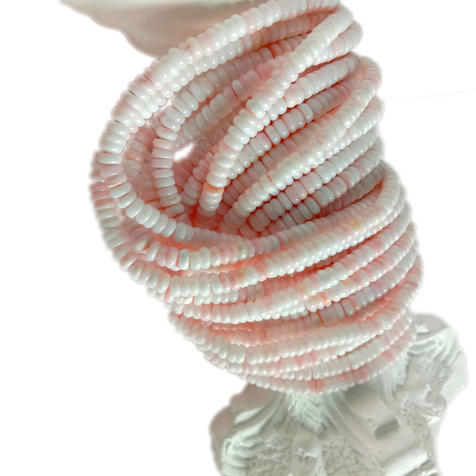 Tabiiy pushti dengiz qobig'ining o'lchami 4 mm qimmatbaho tosh boncuklar 10