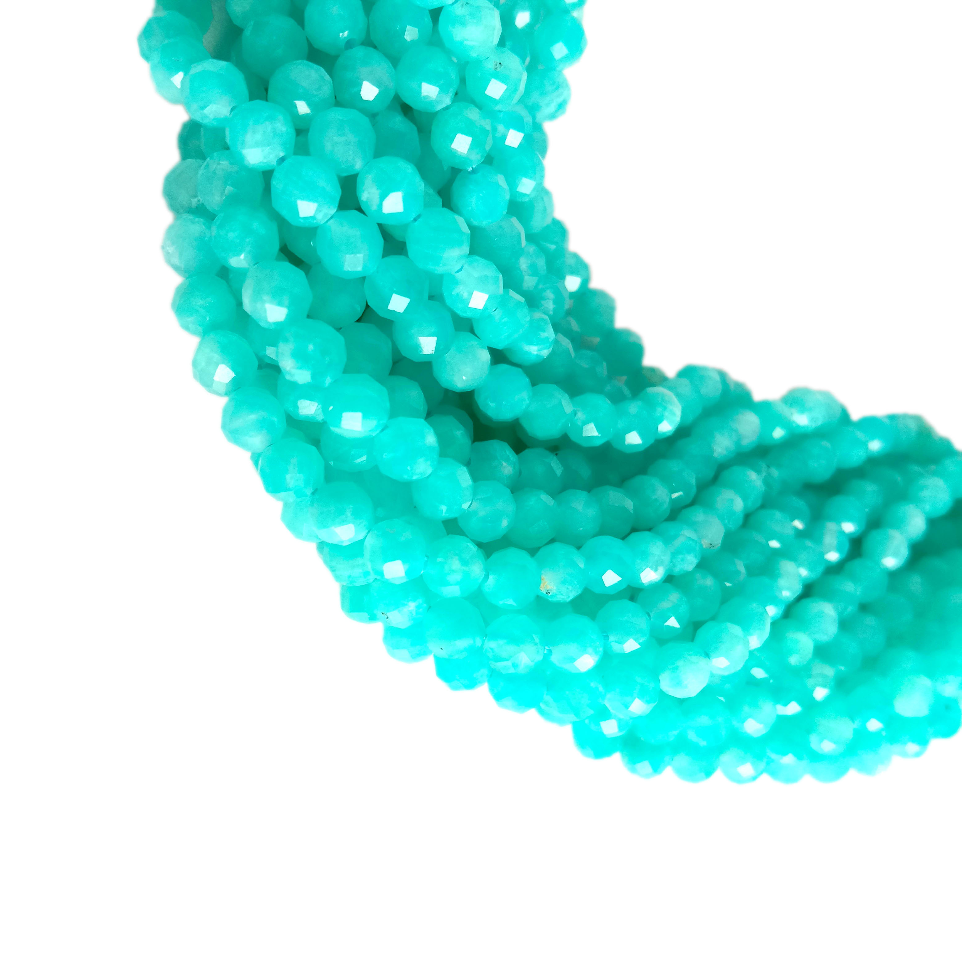 Amazonite Faceted Rondelle Beads Natural Amazonite Rondelle Beads Strand For Jewelry 12
