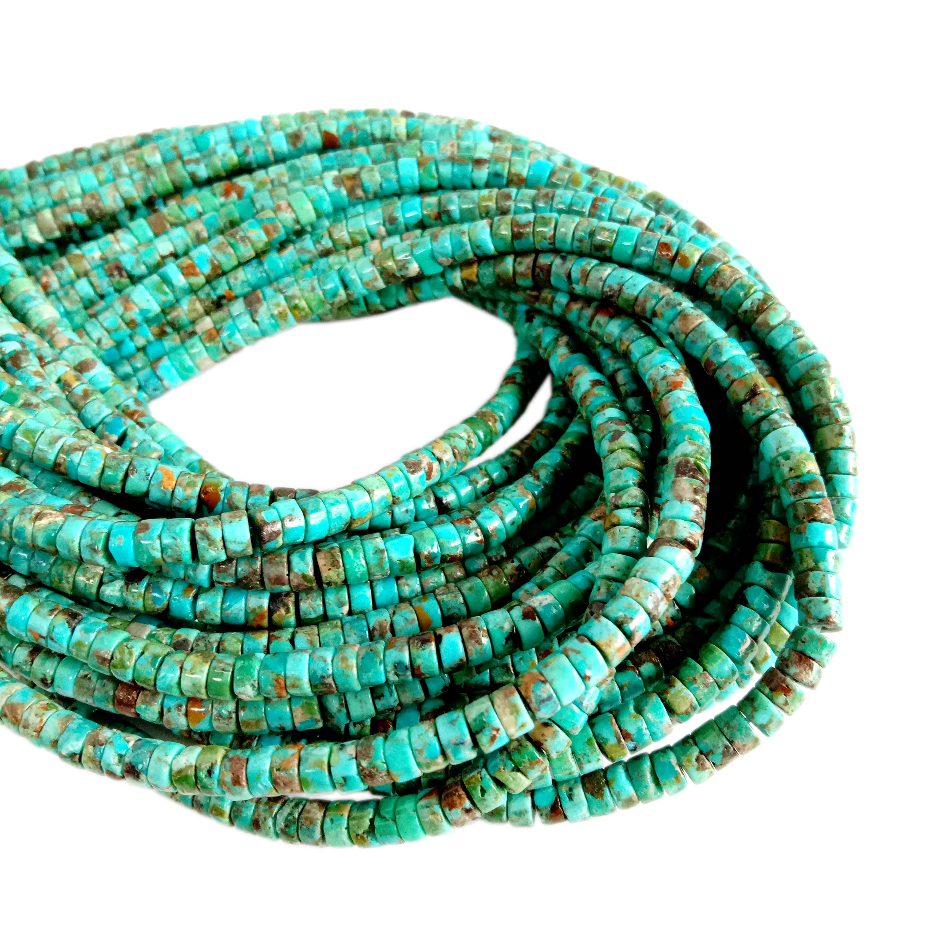 Природни сини тиркизни мазни мониста Хеиши Аризона Скапоцен скапоцен камен Мониста Рондела 10