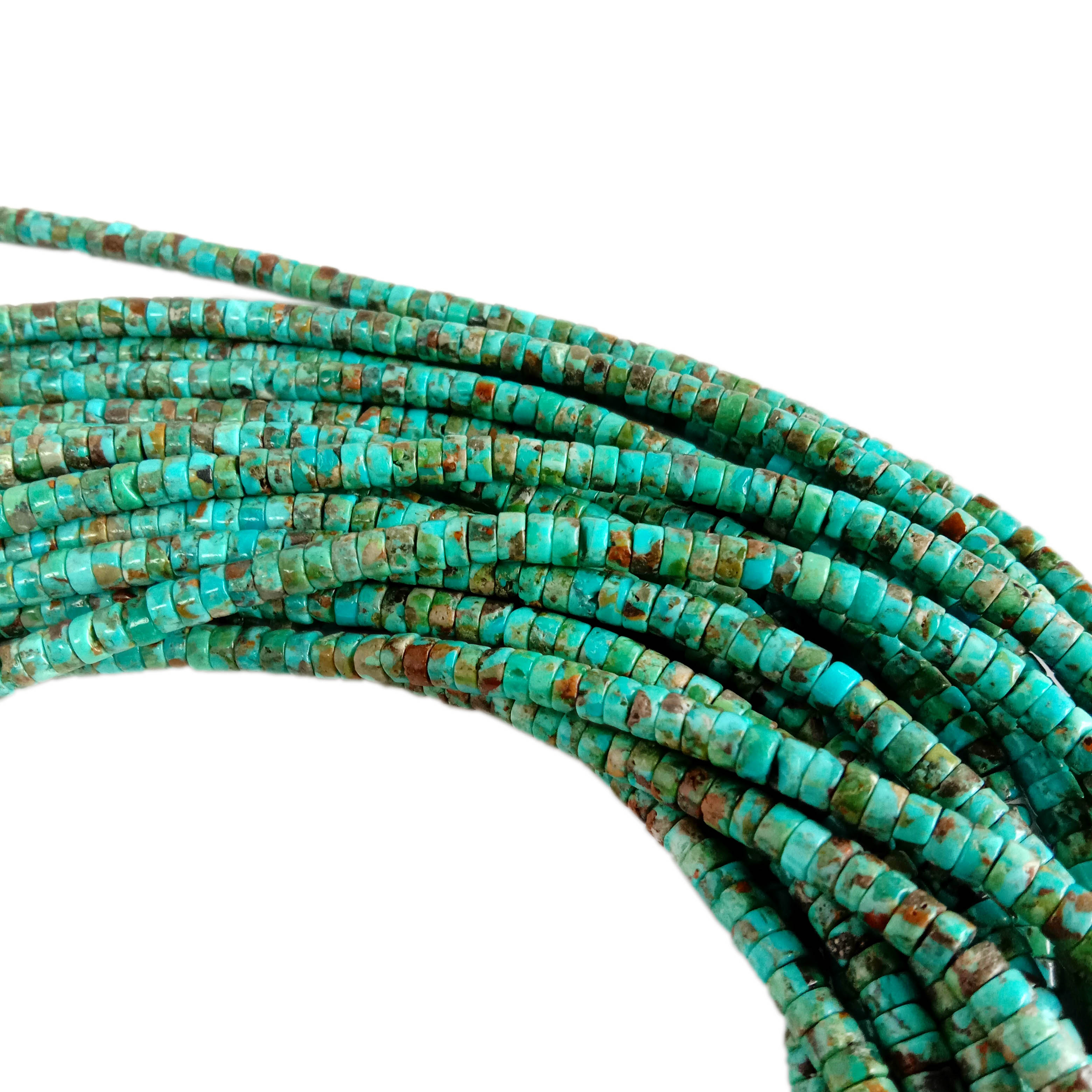 Природни сини тиркизни мазни мониста Хеиши Аризона Скапоцен скапоцен камен Мониста Рондела 11