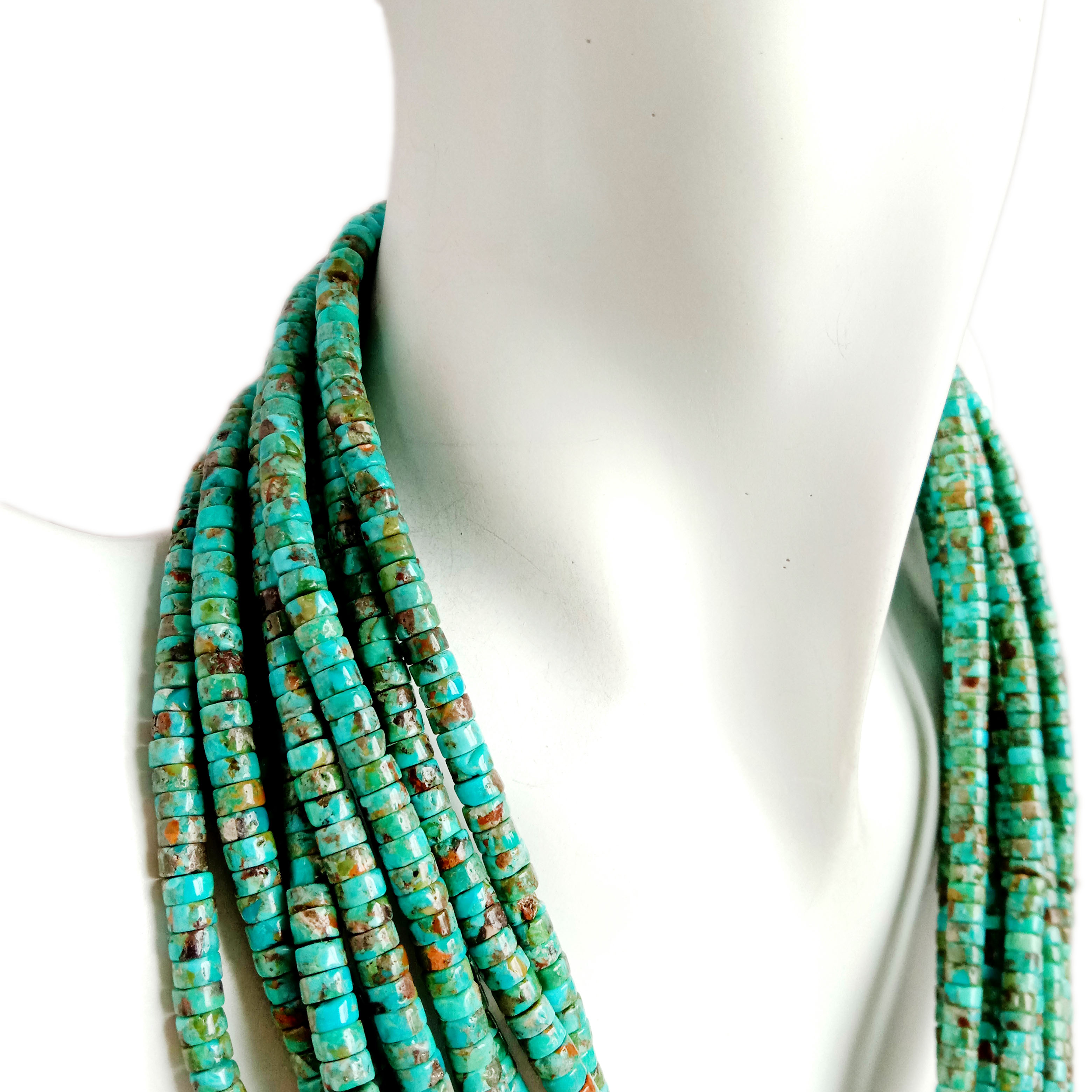 Природни сини тиркизни мазни мониста Хеиши Аризона Скапоцен скапоцен камен Мониста Рондела 9