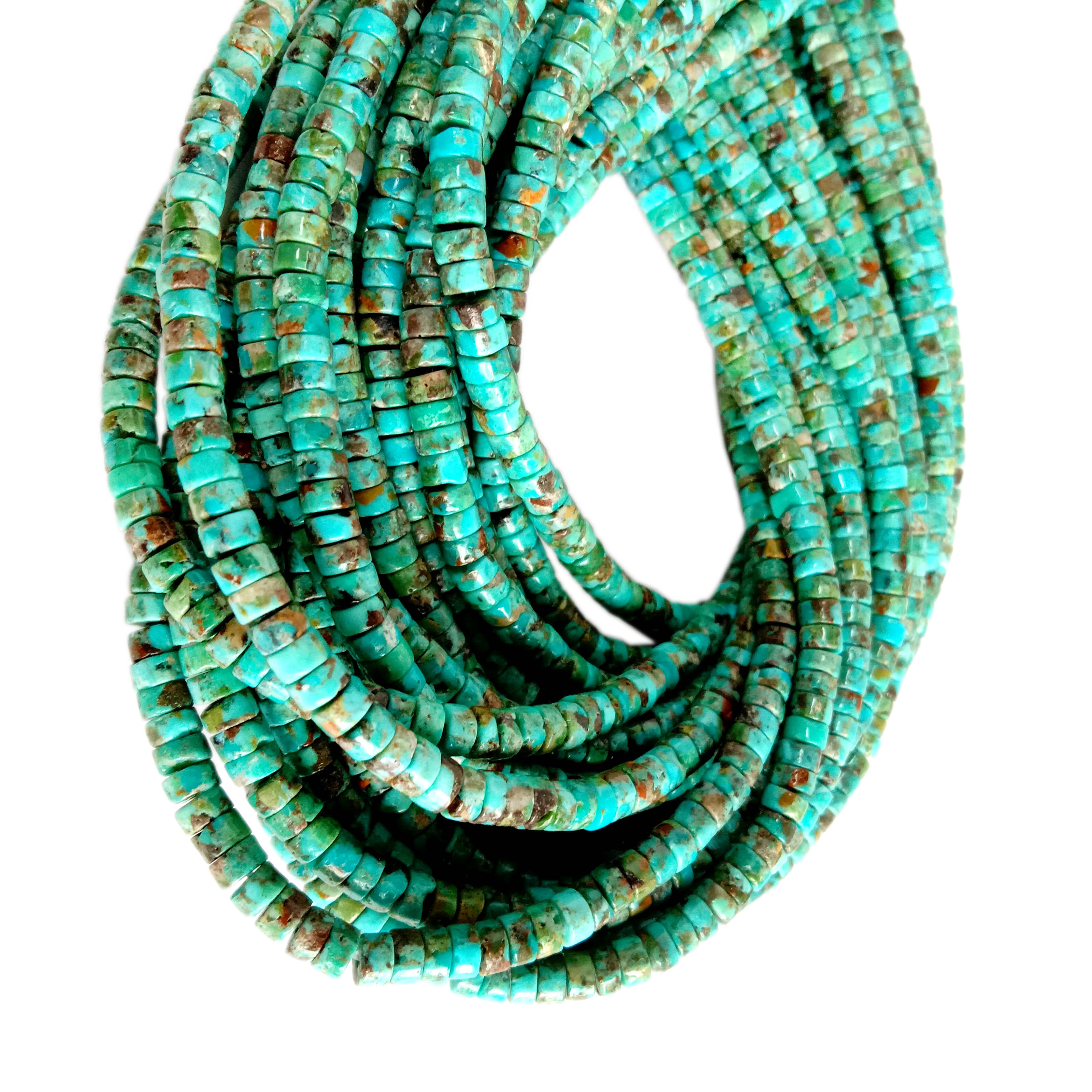 Природни сини тиркизни мазни мониста Хеиши Аризона Скапоцен скапоцен камен Мониста Рондела 12