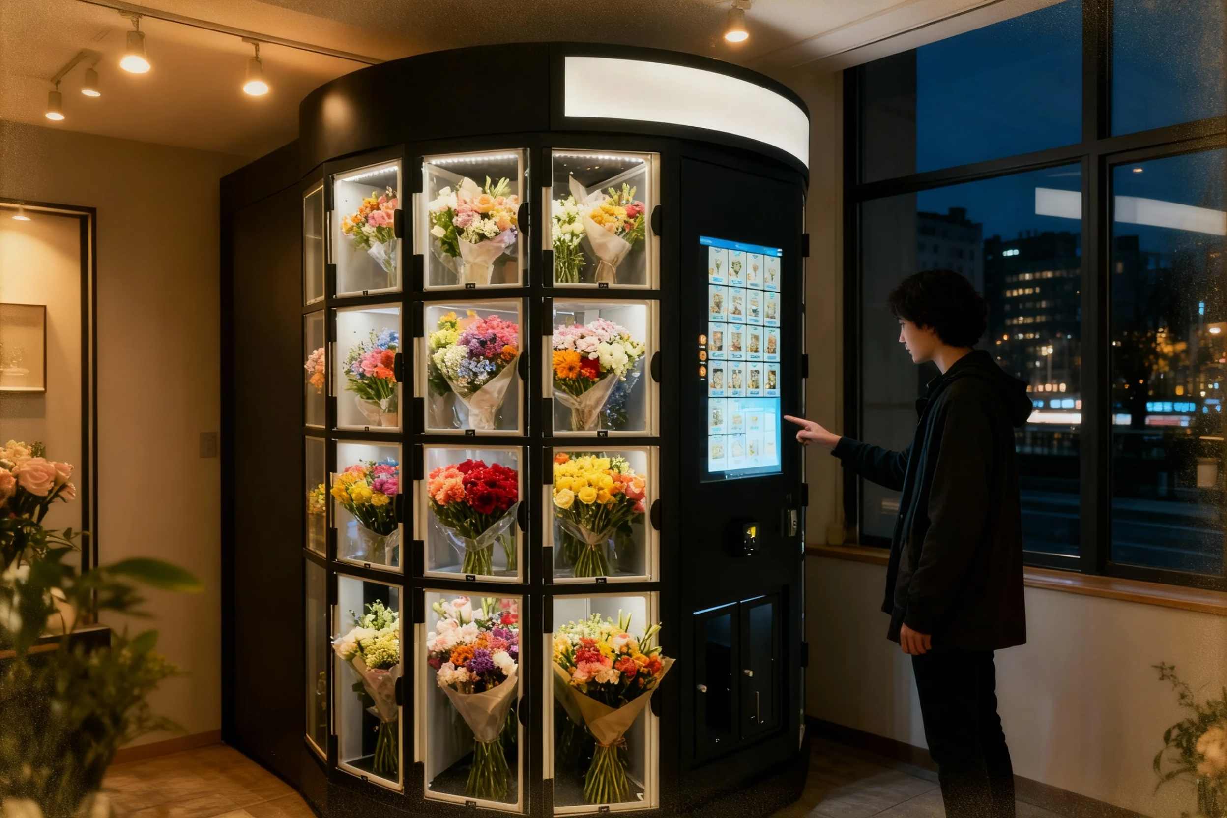 How to Sell Flowers at Night? Let the Flower Vending Machine Do the Work 1