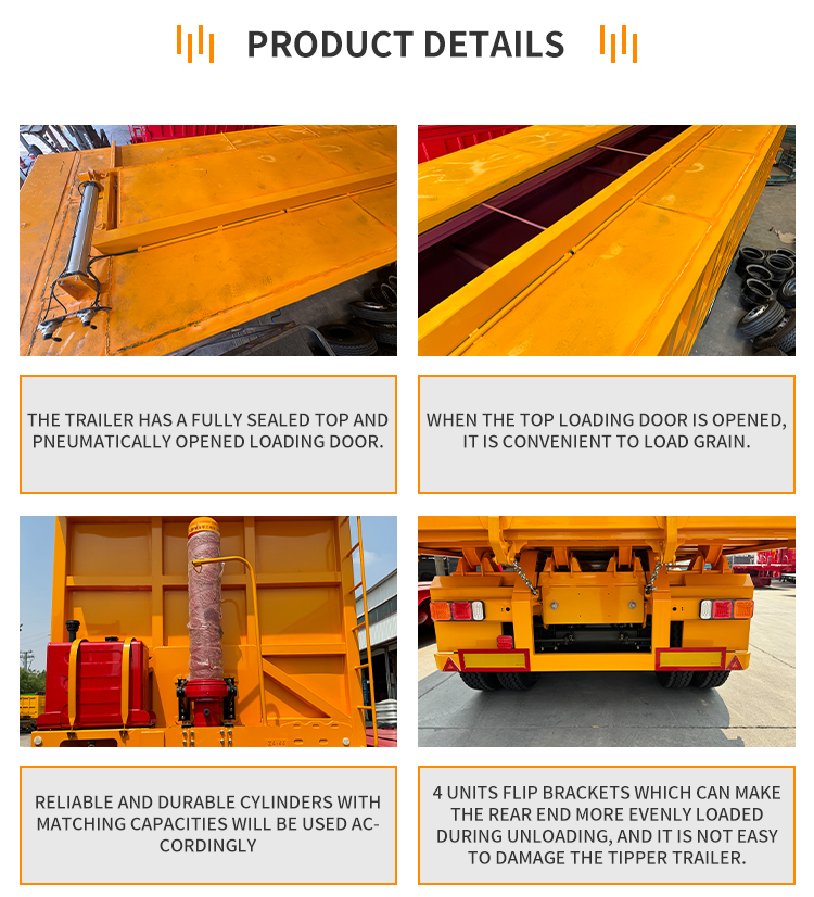 80T 3-Axle Grain Hauler Sealed Top Tipper Trailer 9