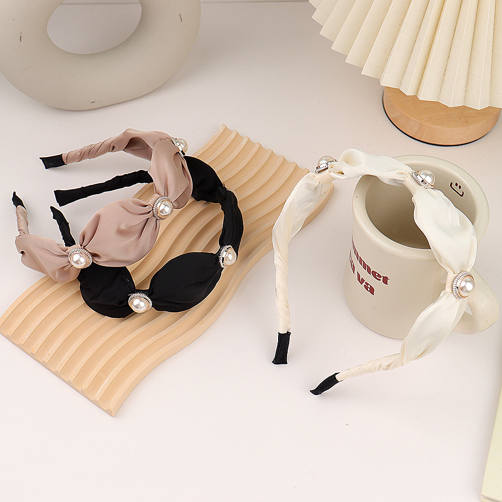 Dowell mode européenne et américaine Simple Ins Style arc décor Design couleur unie tissu perle bandeau 16