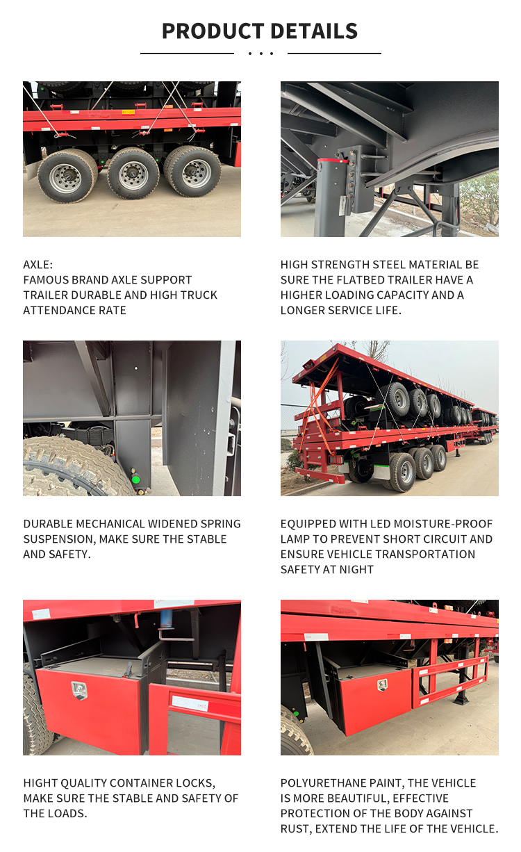 3 Axle Flatbed Flat Bed Container Semi Trailer 10