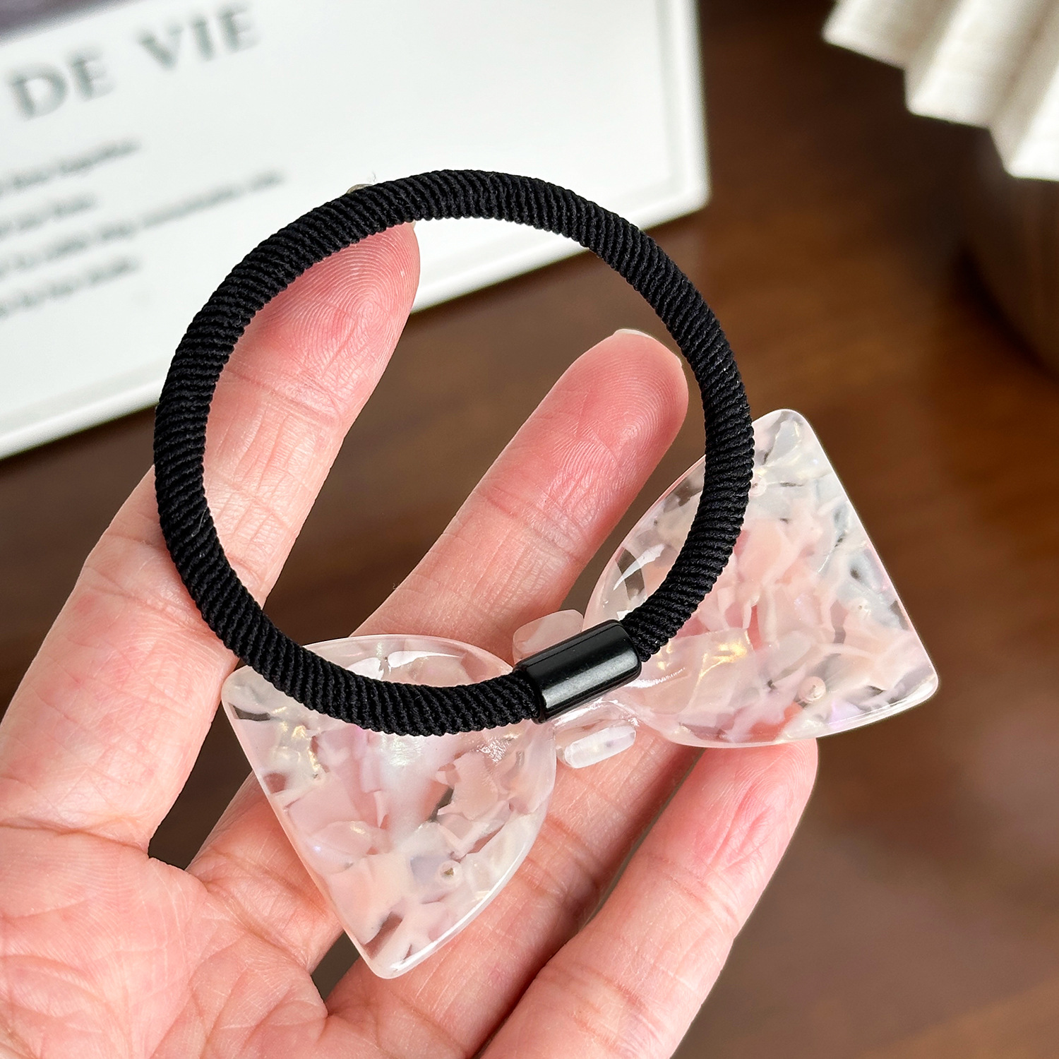 Dowell Cute Bowknot Acetate Elastic Rope Hair Decoration With Rhinestone For Parties Pretty Elegant 19