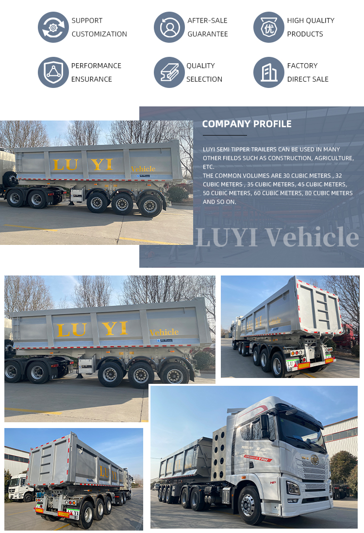 4-Axle Hydraulic Dump Semi-Trailer 60T-80T Heavy Tractor 8