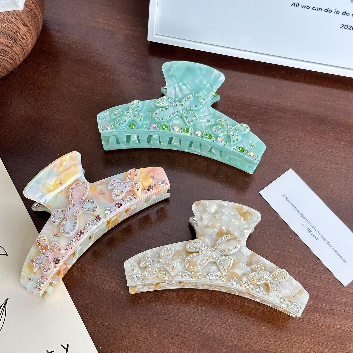 Dowell Korean Style Large Shark Clip Bow Star Acetate Clip For Girls 17