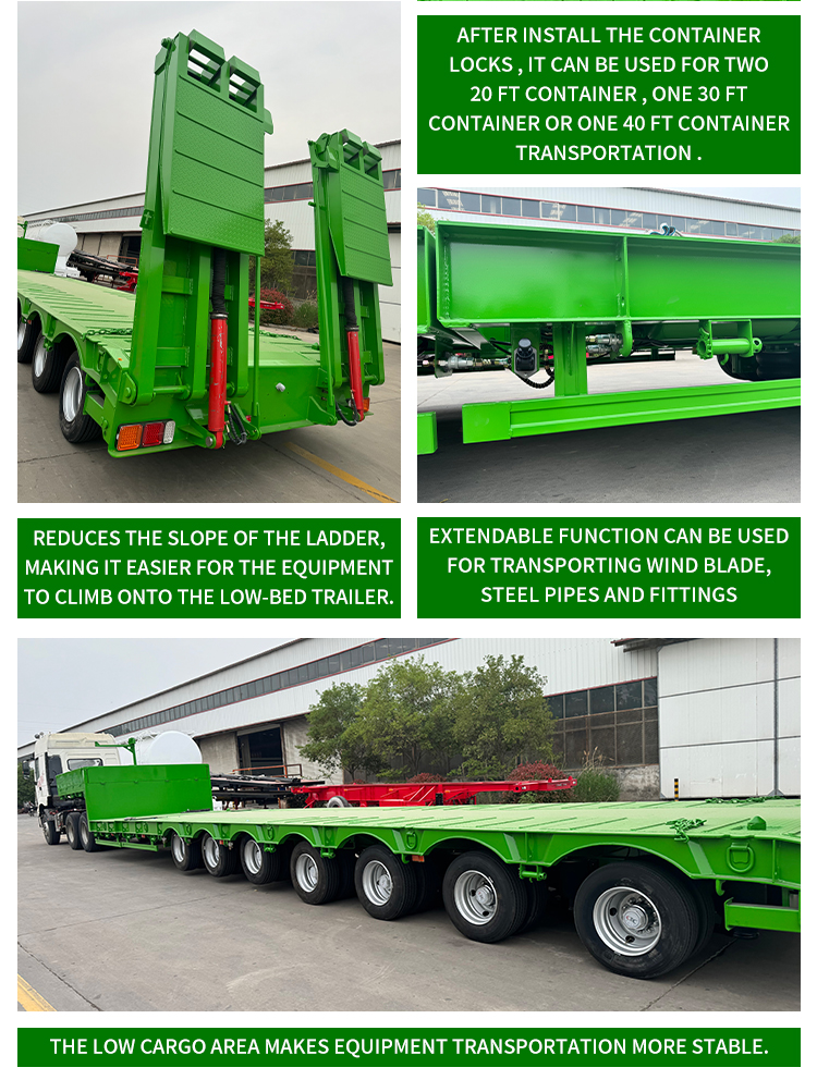 UYI 7 ejes Remolque de cementerio de cementerio de 7 ejes 150T Transporte de equipos pesados 11