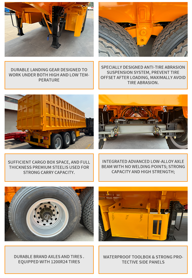 80T 3-Axle Grain Hauler Sealed Top Tipper Trailer 10