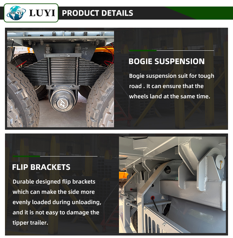 4 оси 60 тонн транспортных измельченных камней, перекрывающихся задней свалки 9