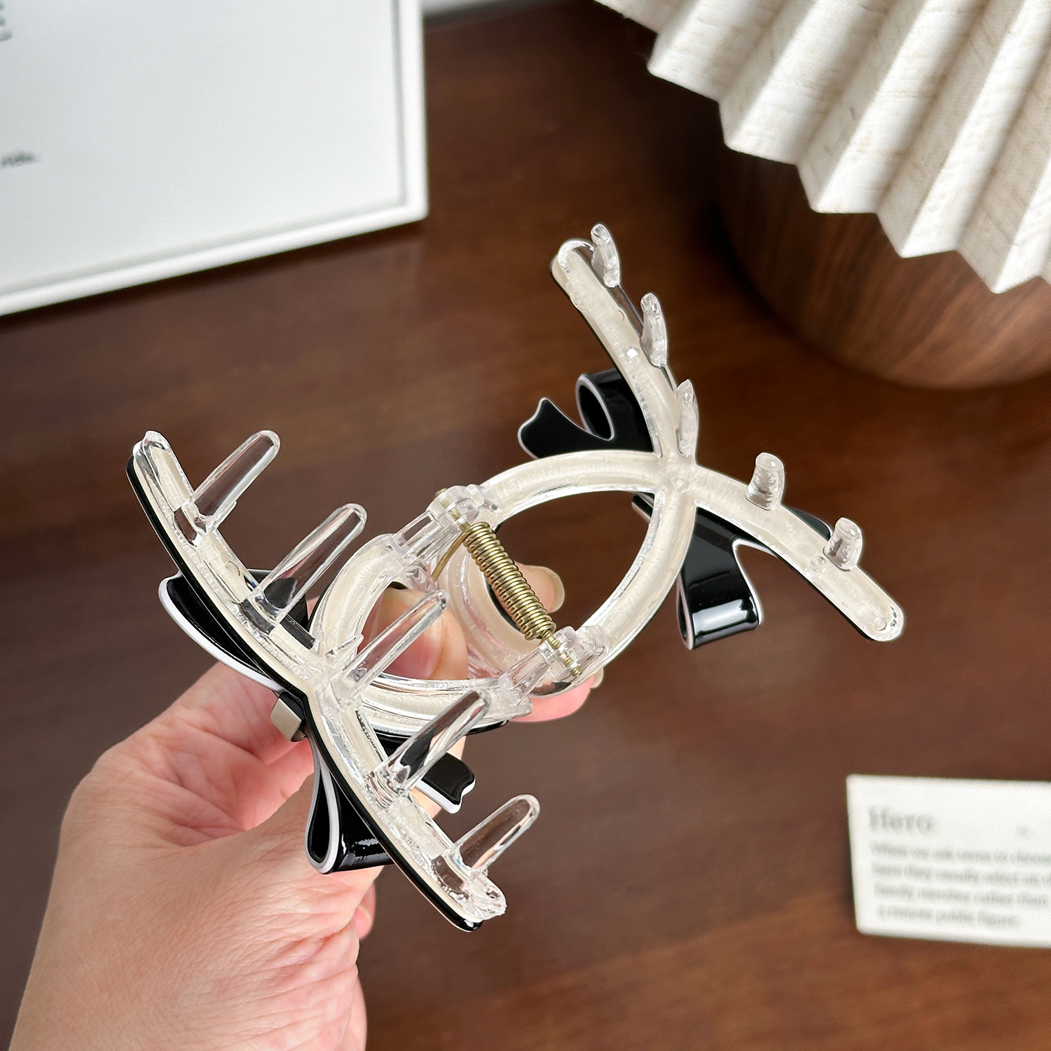 Dowell French Style Bow Hair Claw Clip Elegant Acetate And Metal With Fabric Decorative Pc For Girls For Daily And Party Use 20