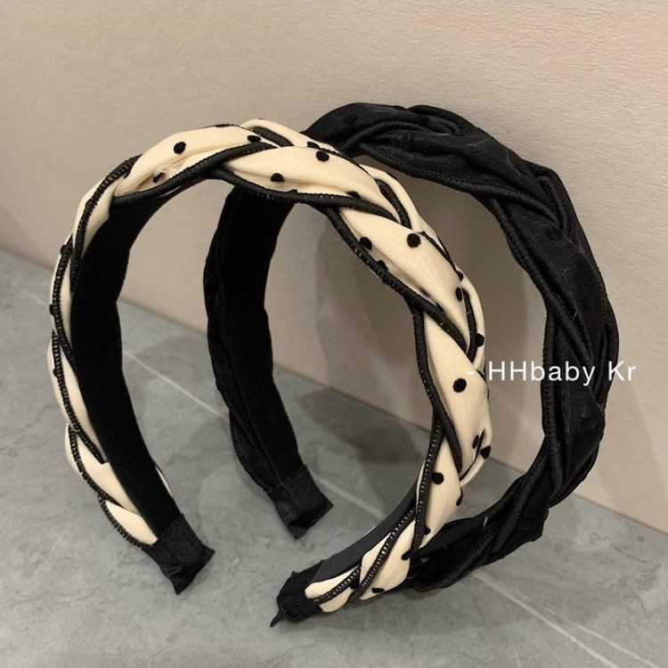 Dowell – bandeau en fil de maille brillant pour femmes, bandeau Beige avec chouchous, nœud, accessoires pour cheveux noirs, mode coréenne 16