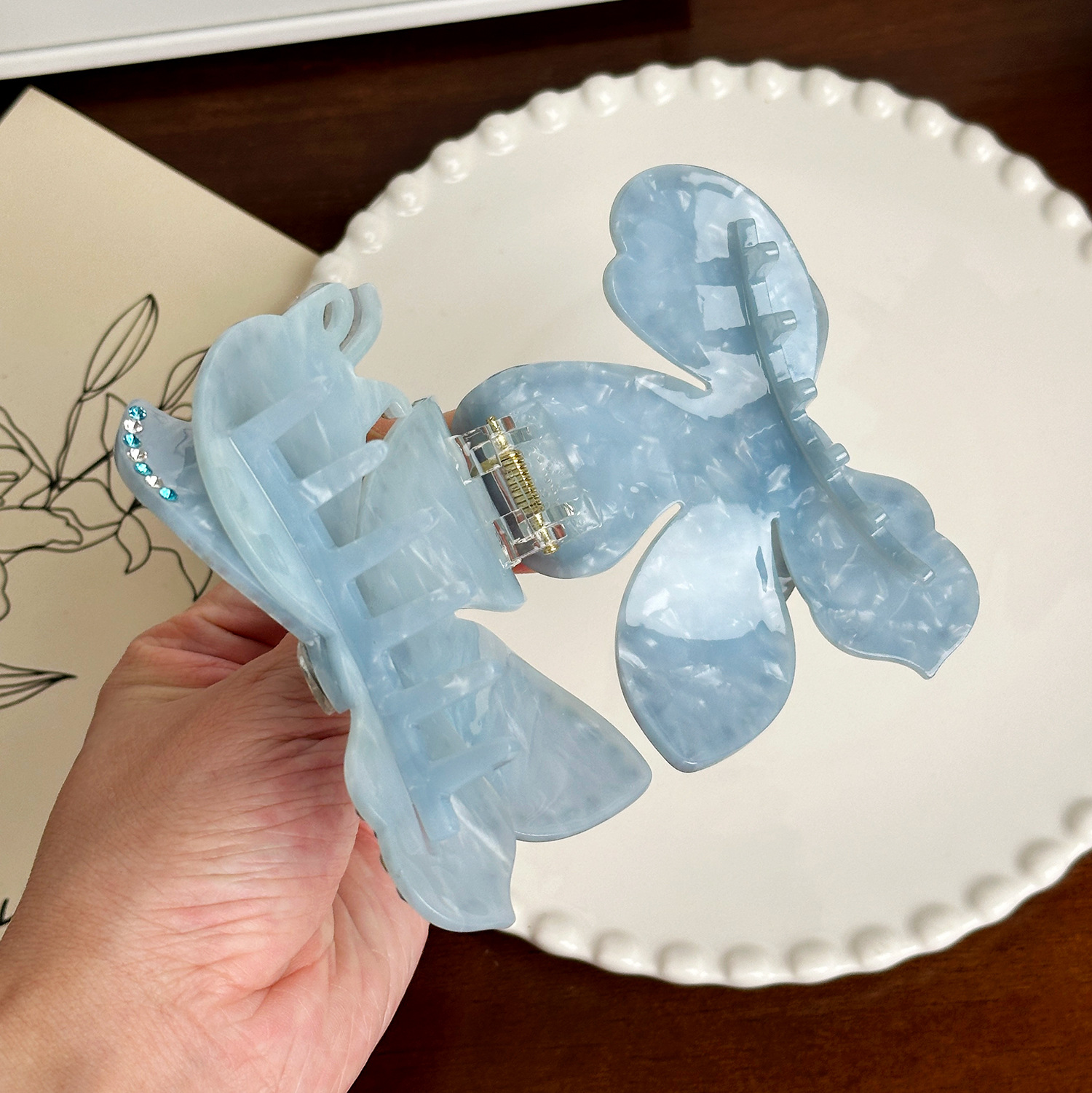 Dowell European Style Flower Rhinestone Acetate Hair Claw Girl's Hair Decoration Clip Accessories 20