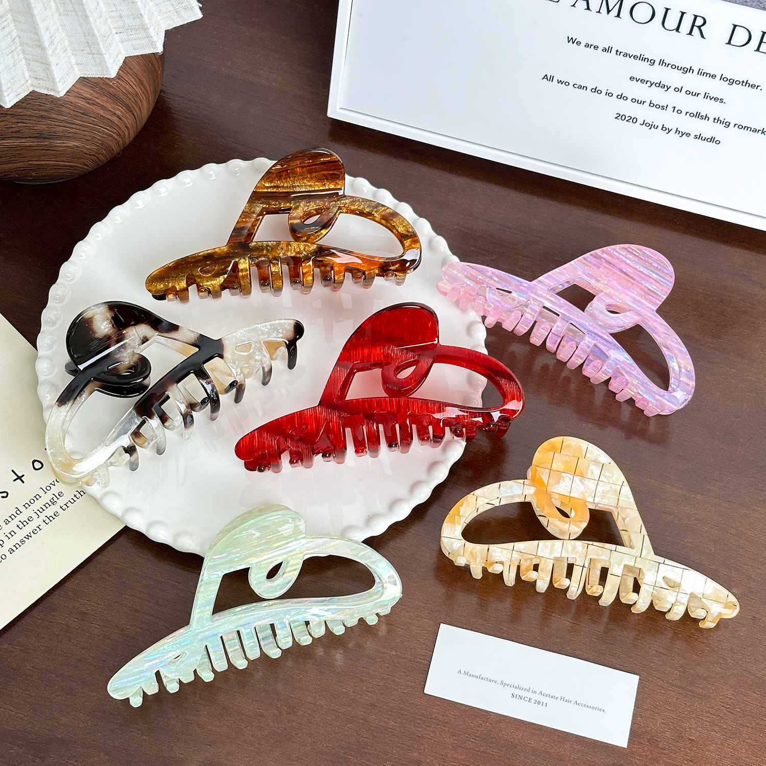 Dowell European American Style Hair Accessories Heart-shaped Shark Clip Sweet Girl Acetate Clip 17