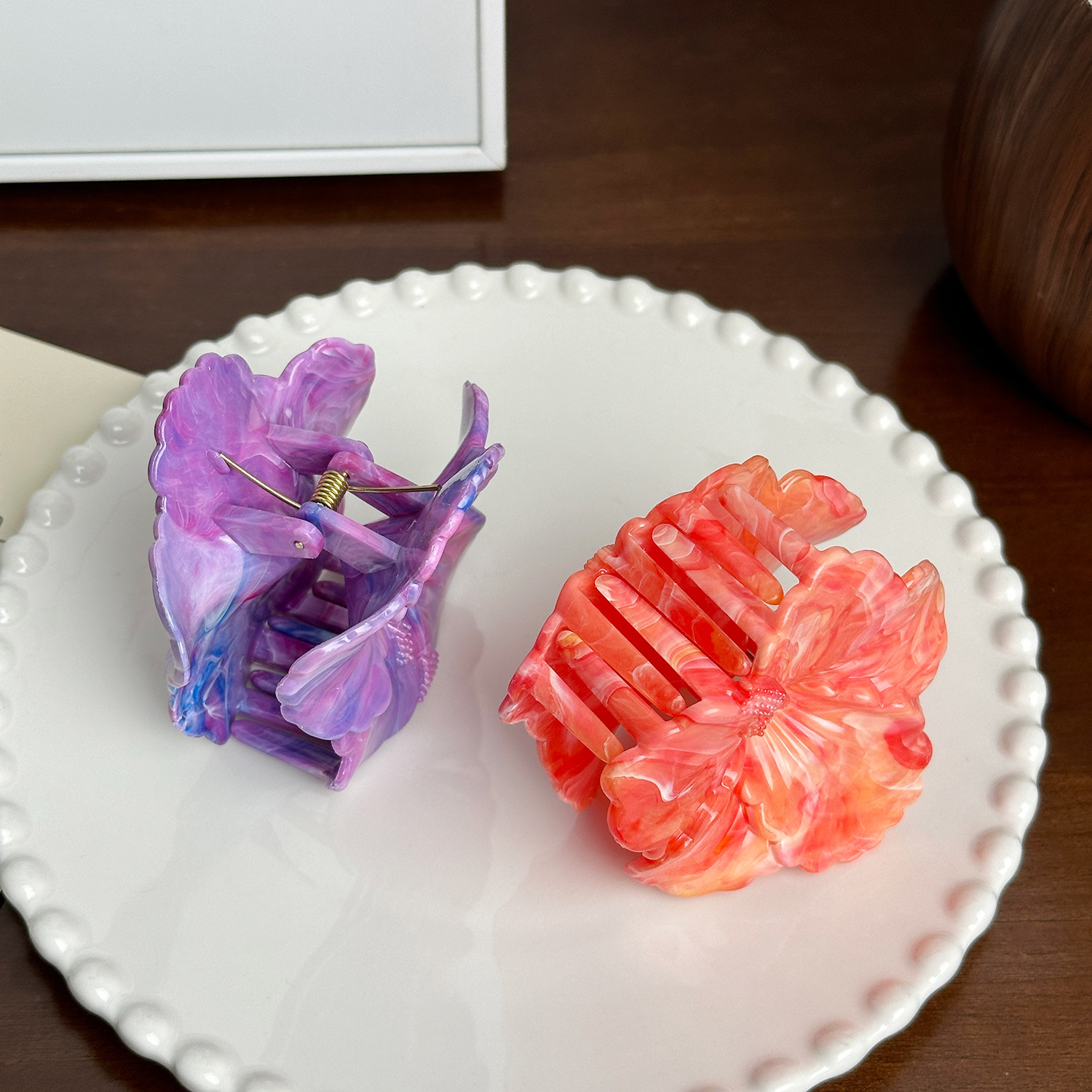 Dowell New Arrival Handmade Plastic Hair Claw Cute Resin Claw Clip Girls Floral Decorative Daily Party Perfect Gift1 19