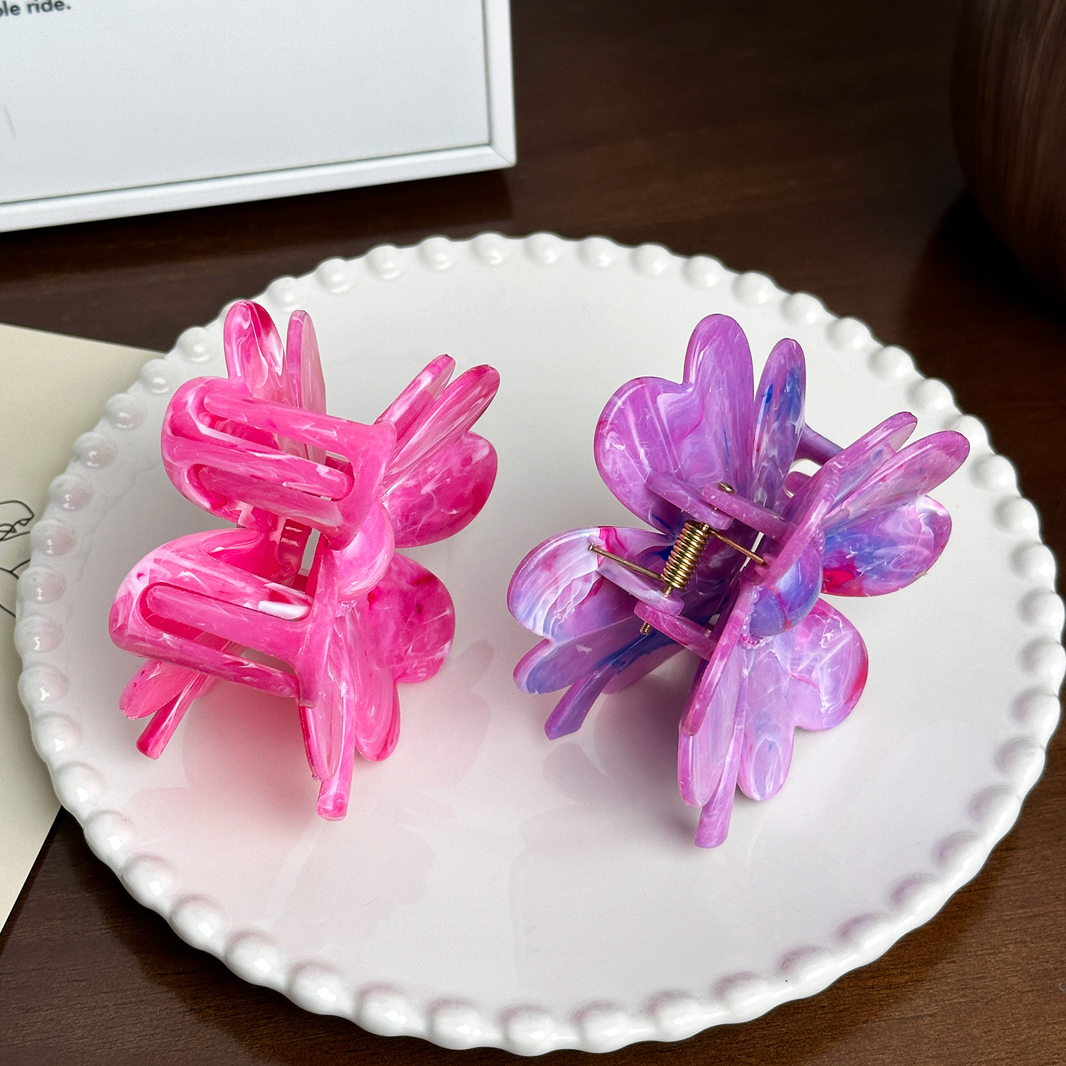 Dowell New Arrival Handmade Plastic Hair Claw Cute Resin Claw Clip Girls Floral Decorative Daily Party Perfect Gift 18