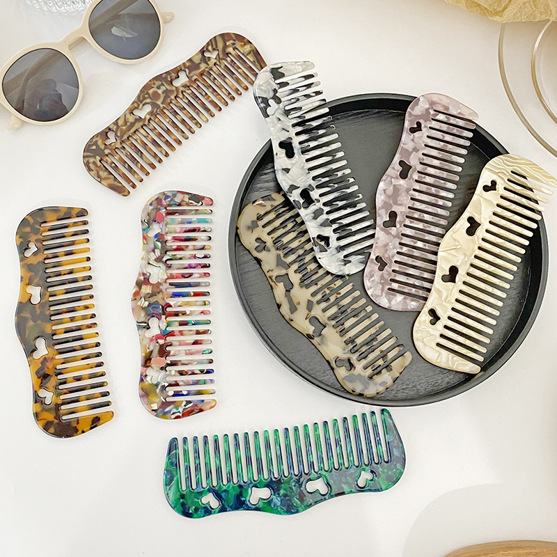Dowell Wholesale Korean New Hollow Heart Acetate Hair Comb For Natural Hair 10